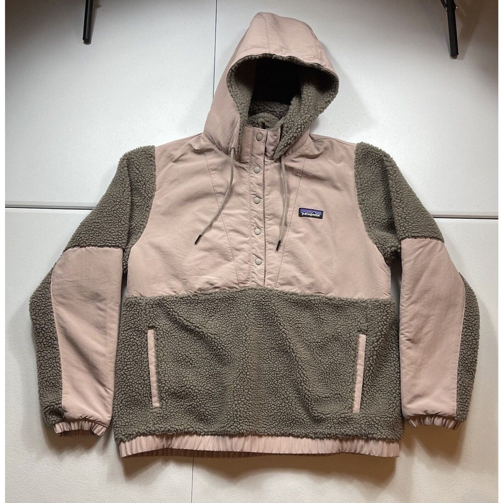 Patagonia Shelled Retro X Fleece Pullover Women’s L Pink Deep Pile Hooded Jacket